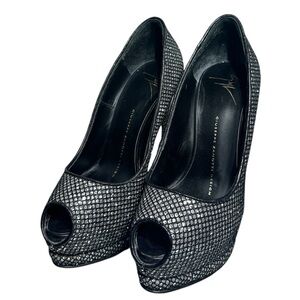 Giuseppe Zanotti Sharon Peep Toe Crystal Platform Pump Heels